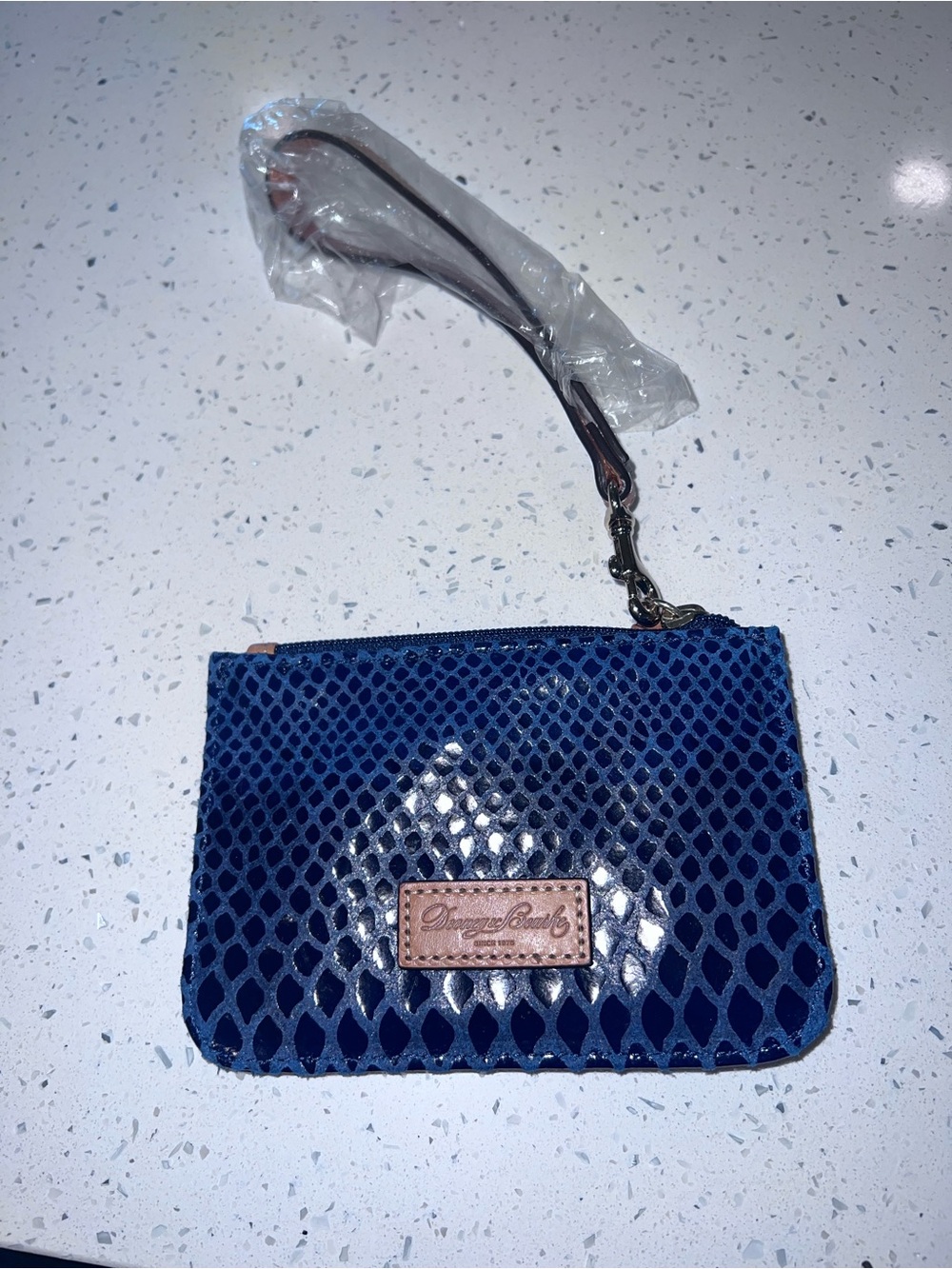 Blue Textured Wristlet Wallet by Dooney & Bourke